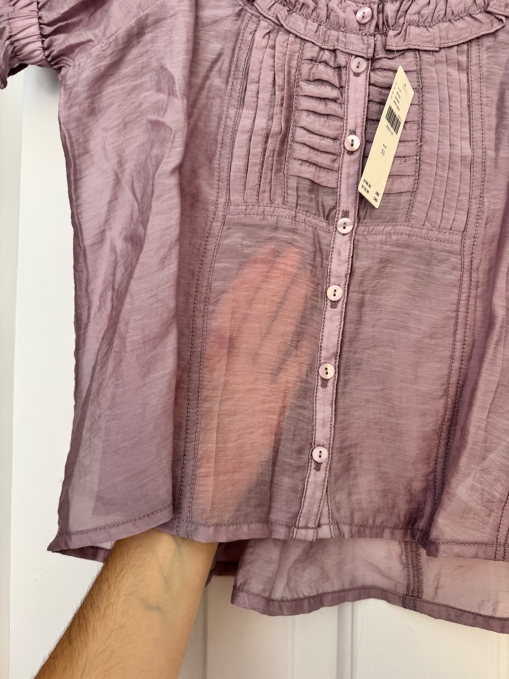 Pilcro Lavender Ruffled Button-Front Blouse - Picture 3 of 4